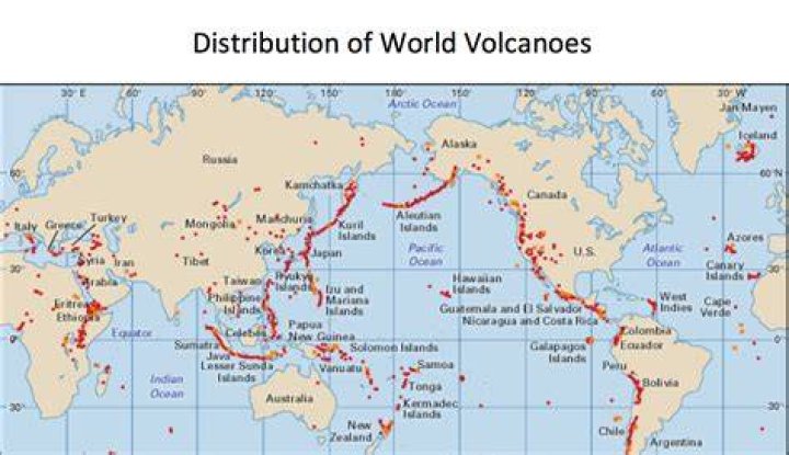 How are volcanoes distributed around the world?