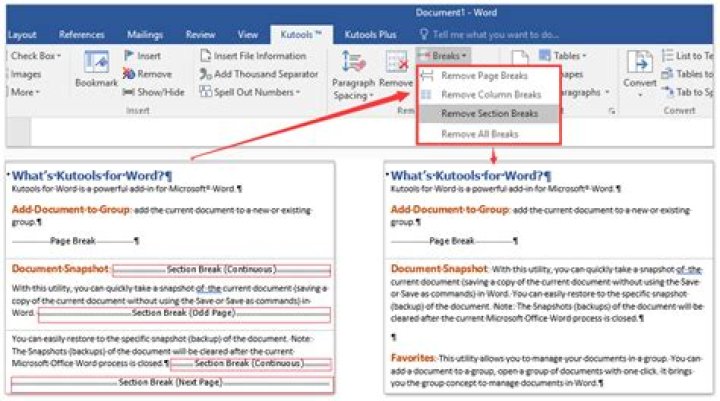 How to remove page break in word?