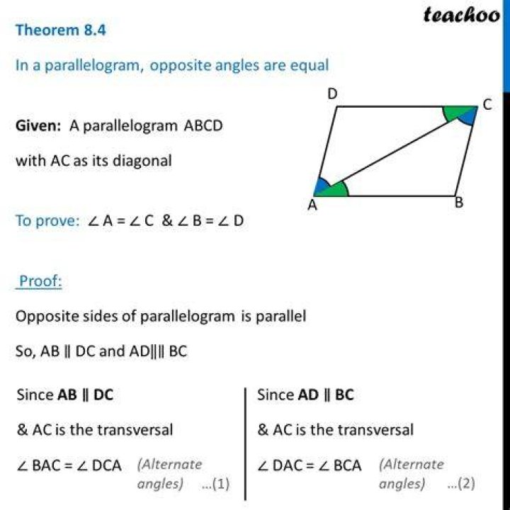 In a parallelogram opposite angles are?
