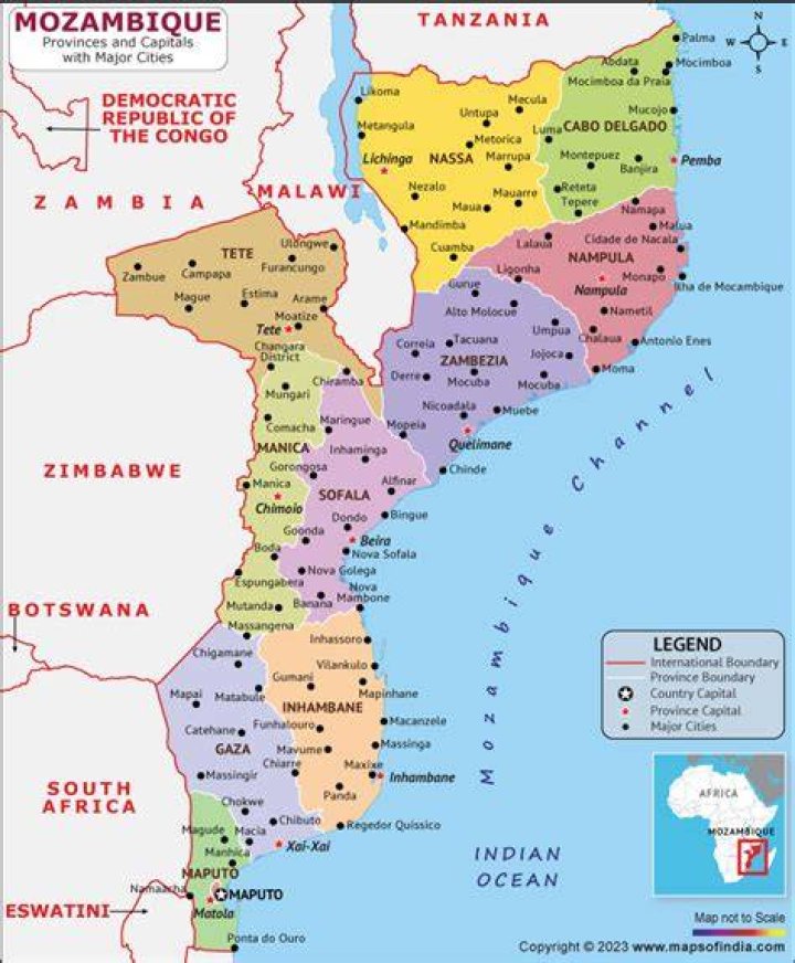Which countries border mozambique?