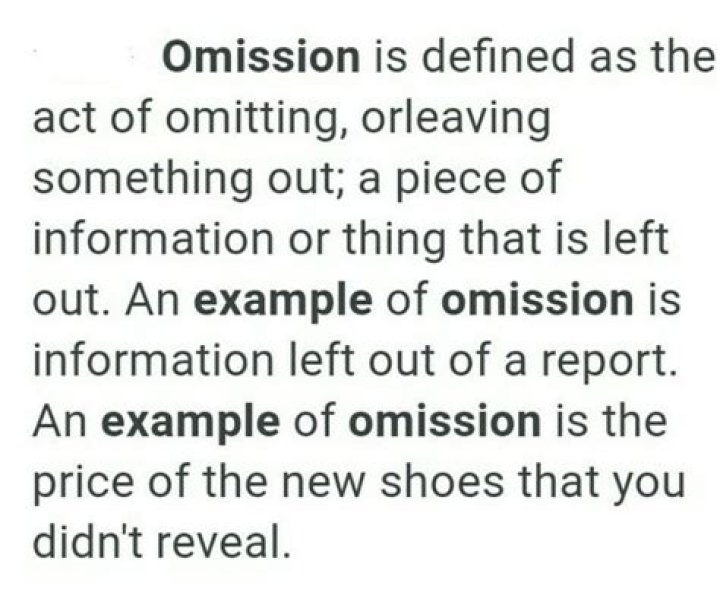 Which is an example of omission?